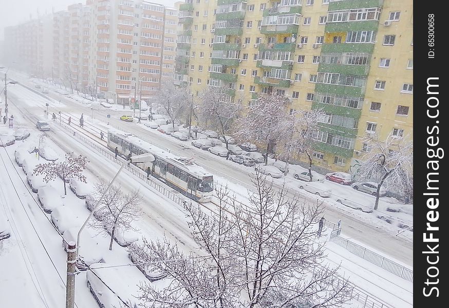 January 2016 first snow in bucharest