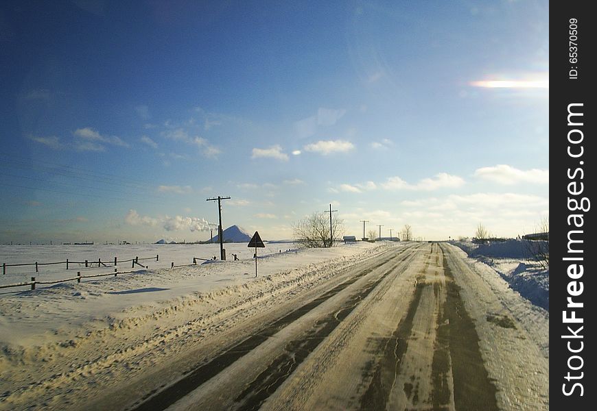Winter road in the Russian outback