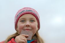 Young Girl Eats Chocolate Stock Photos Young Girl Eats Chocolate Stock Photos