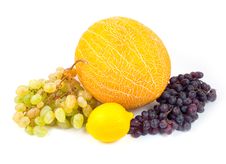 Ripe Yellow Melon And Lemon Royalty Free Stock Photography Ripe Yellow Melon And Lemon Royalty Free Stock Photography