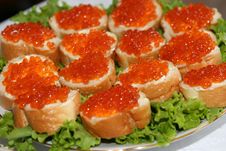 Sandwiches With Red Caviar. Royalty Free Stock Photos Sandwiches With Red Caviar. Royalty Free Stock Photos
