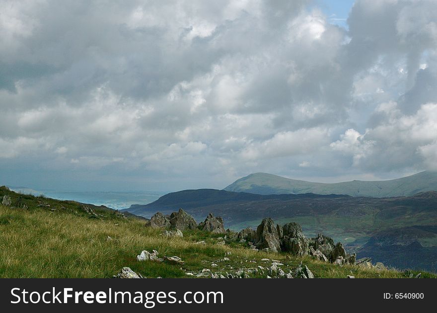 A view  of mountains in the English Lake District. A view  of mountains in the English Lake District