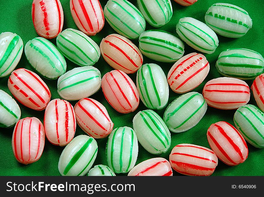 Red and green striped christmas candy