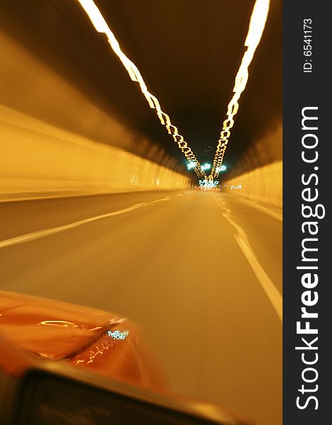 High speed car in a tunnel