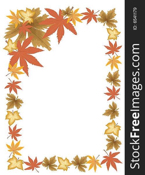 Colorful frame of fallen autumn leaves