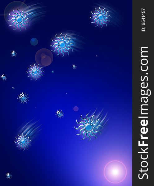 A blue based abstract background with stylised star shapes. Playing on light shape and form. A blue based abstract background with stylised star shapes. Playing on light shape and form.