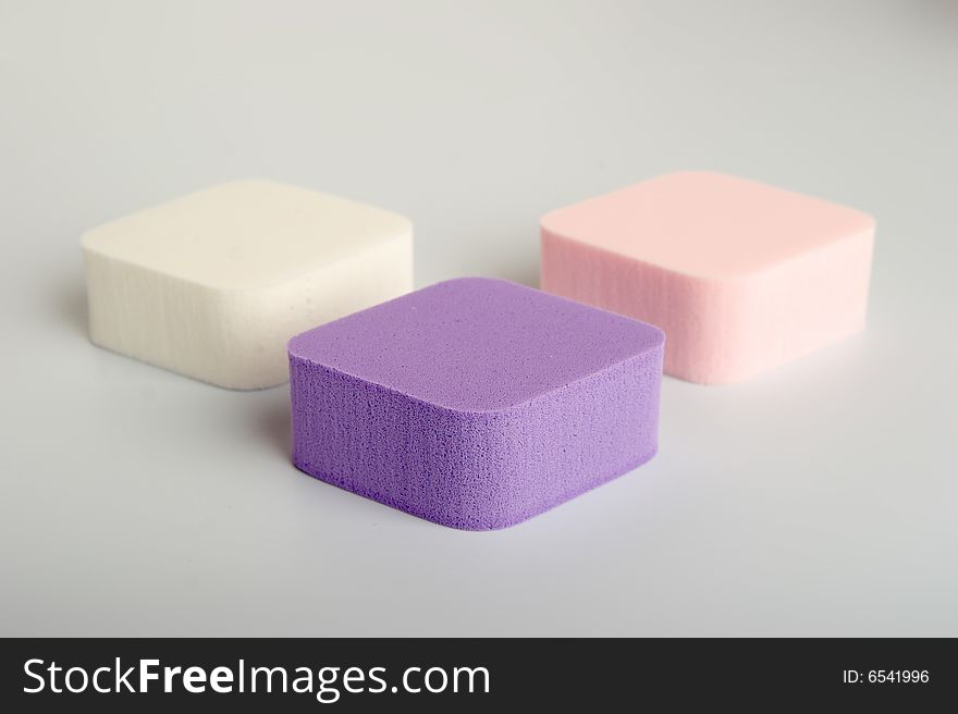 Cosmetic sponges for drawing of a voice-frequency cream.