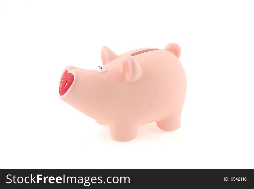 Pink piggy on a white background