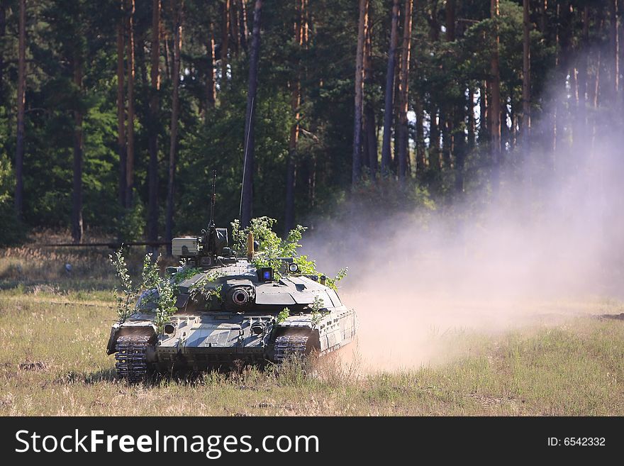 T-64BM Bulat tank rides on the field