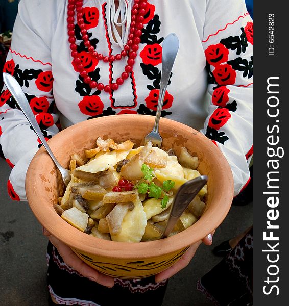 Vareniki (Perogies) with its a potato fillings. The Ukrainian national meal