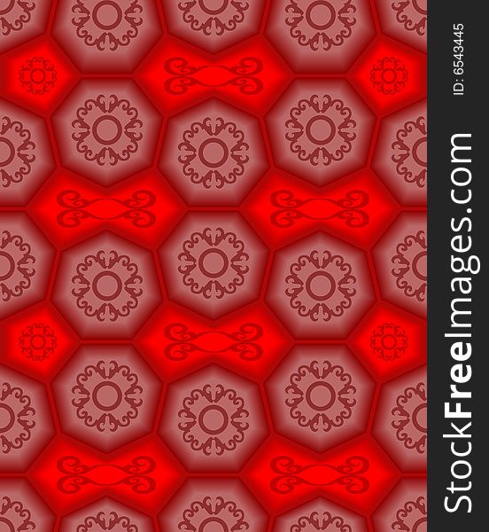 Seamless 3d tile vector pattern with ornament. Seamless 3d tile vector pattern with ornament