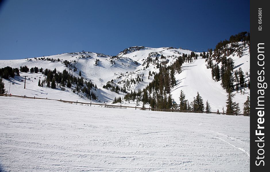 Ski slopes at a califormia ski ressort