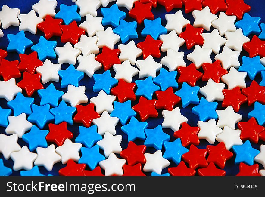 Red white and blue candy stars. Red white and blue candy stars