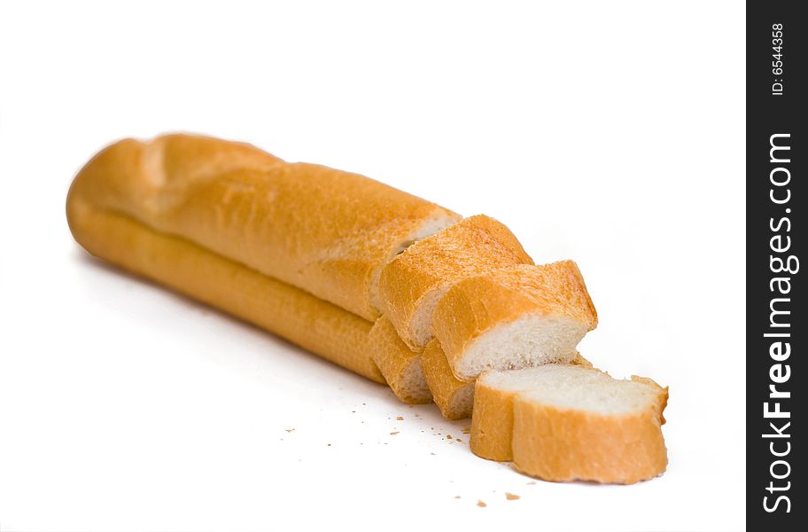 French baguette bread isolated on white