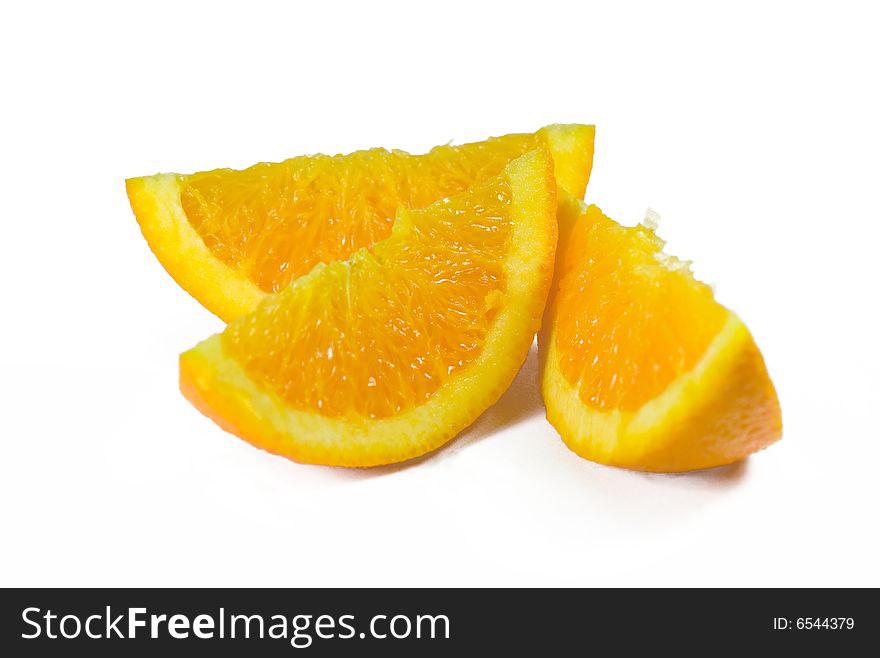Cut Oranges  isolated on a white background,fruits