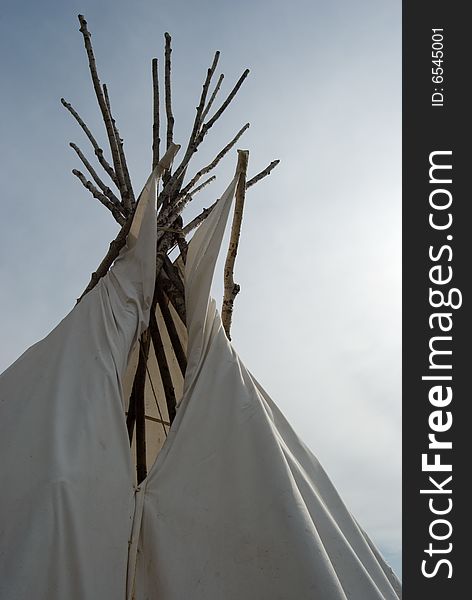 Native American tepee from a lower angle