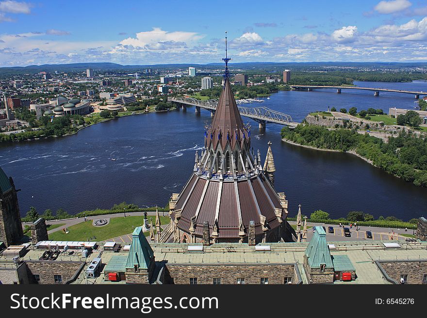 Library of Parliament on the Ottawa River, Ottawa, Ontario