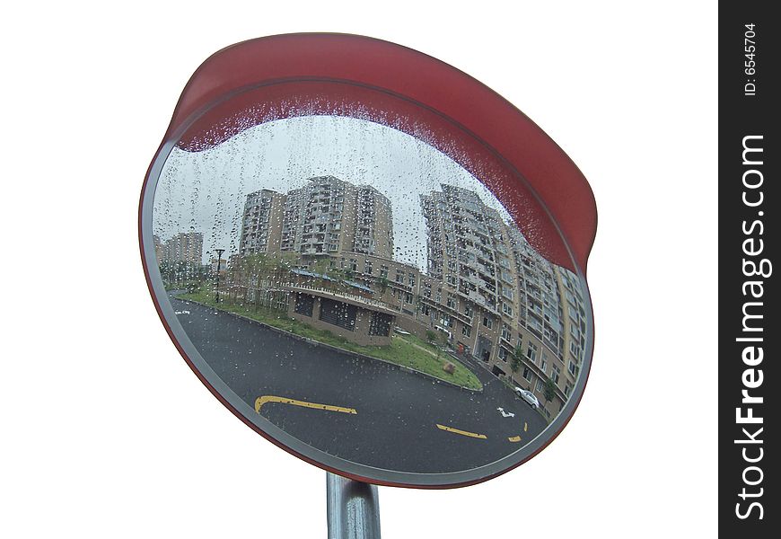 Traffic mirror and reflection image on it