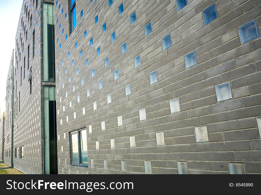 Gray facade with decorative windows