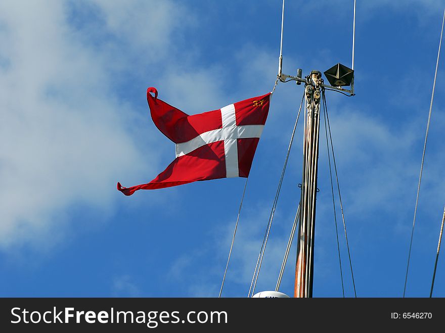 Danish flag on sailboat mast