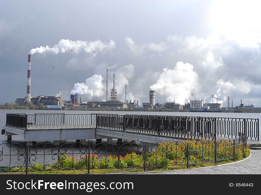 Ecology theme picture, oil industry. Ecology theme picture, oil industry