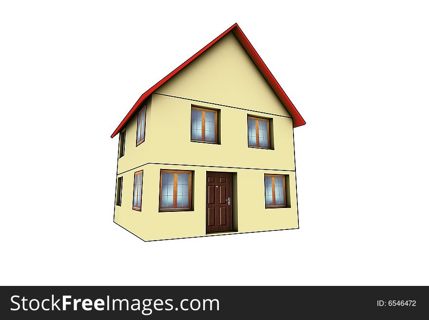 Little house - 3d render isolated illustration on white. Little house - 3d render isolated illustration on white