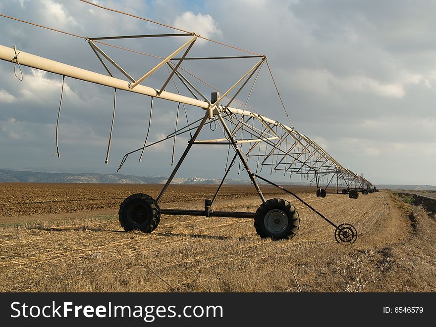 Crop irrigation system, Golan Heights, Israel