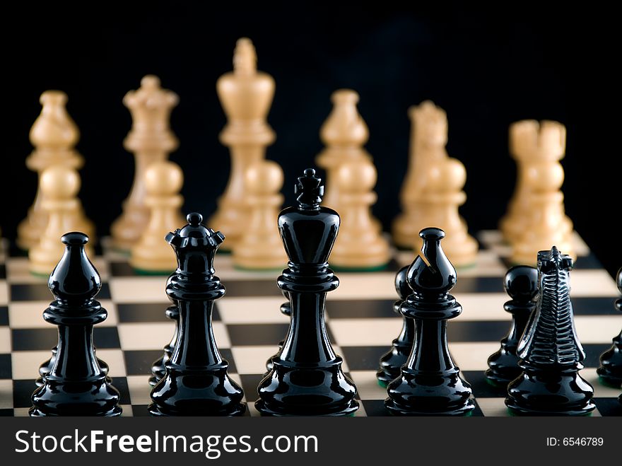 Confrontation. Chess. Focus On Black Ranks