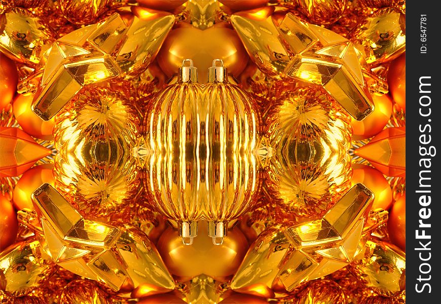 Colored shiny background of golden christmas balls
