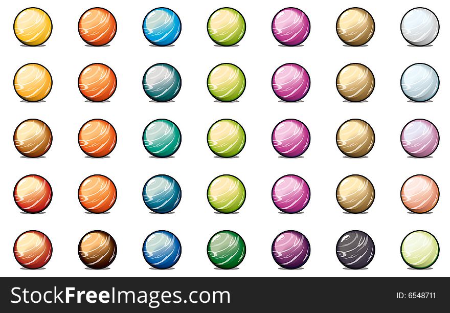 Set of vectorial colourfull marbles, layered graphics and easily editable. Set of vectorial colourfull marbles, layered graphics and easily editable.