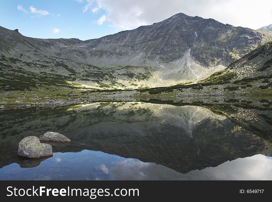 The glacial lake in the Rila