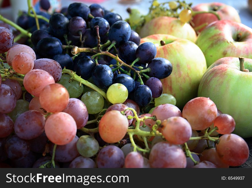 Healthy fruits - apples and grape. Healthy fruits - apples and grape