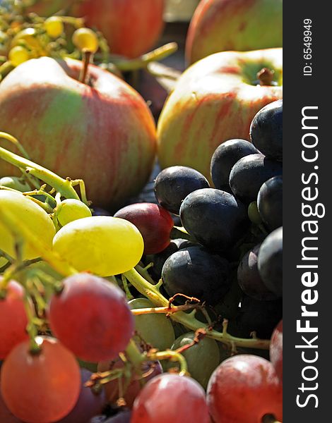 Healthy fruits - apples and grape. Healthy fruits - apples and grape