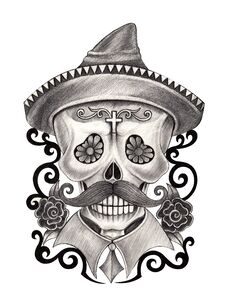 Art Skull Day Of The Dead. Royalty Free Stock Image