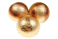 Three Golden Christmas Baubles Royalty Free Stock Photos Three Golden Christmas Baubles Royalty Free Stock Photos