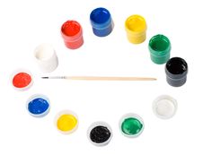 Paints And Paintbrush Royalty Free Stock Photography