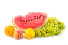 Watermelon And Grapes Peach Orange Lemon Stock Photo Watermelon And Grapes Peach Orange Lemon Stock Photo