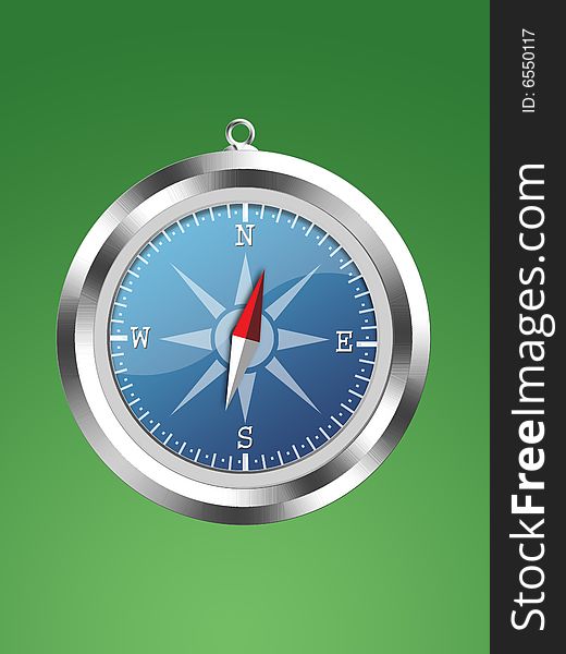 Compass illustration on green background