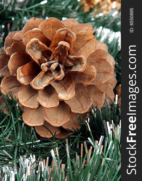 Pine cone with Christmas decoration