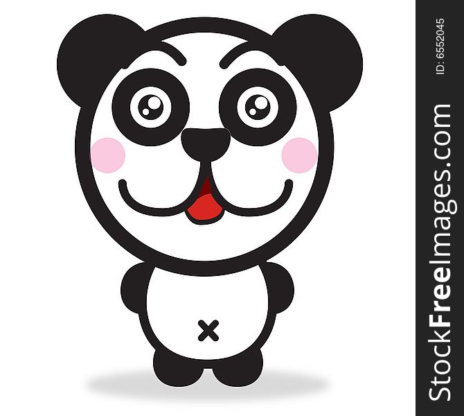 Black and white panda illustration, isolate at the white background. Black and white panda illustration, isolate at the white background