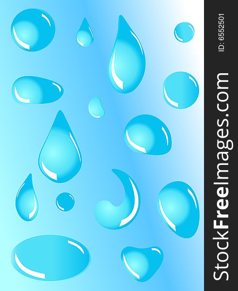 Water drops on blue background .Vector