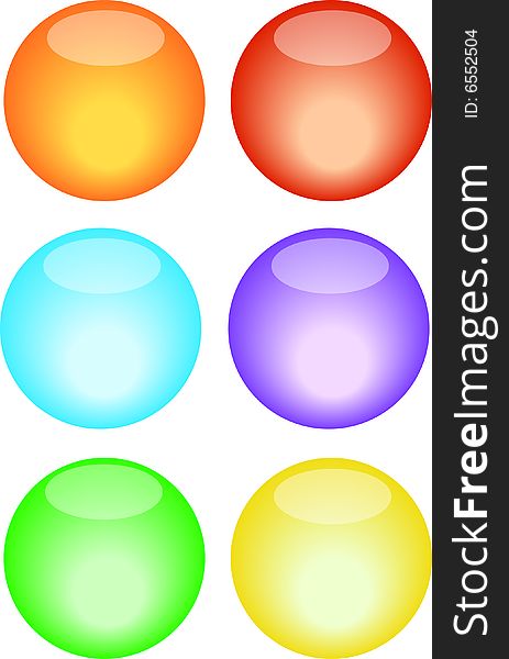 Collection of six round web buttons vectoe