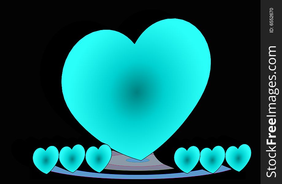 Many hearts in a black background