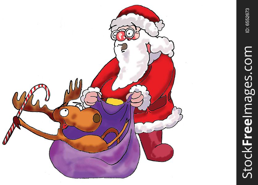 Deer, Santa Claus.  Christmas, Party, holiday concept. Deer, Santa Claus.  Christmas, Party, holiday concept