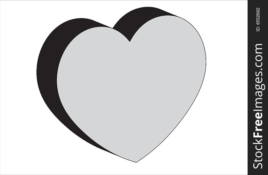 A grey heart in a white background. A grey heart in a white background