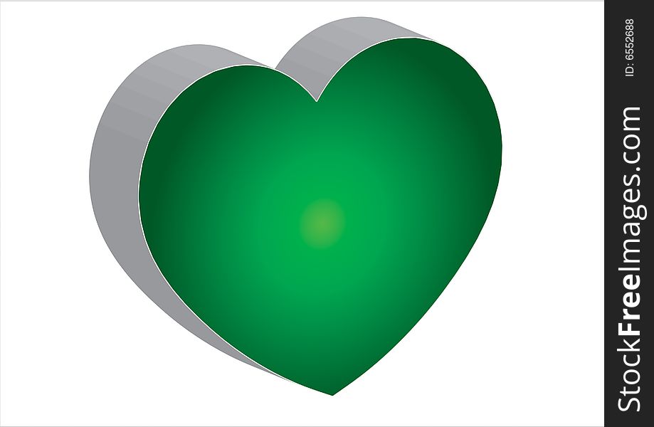 A green heart in a white background. A green heart in a white background
