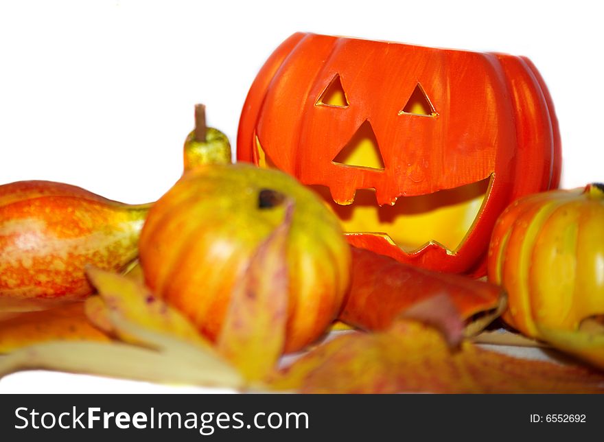 Halloween party decoration with pumpkin head.
. Halloween party decoration with pumpkin head.