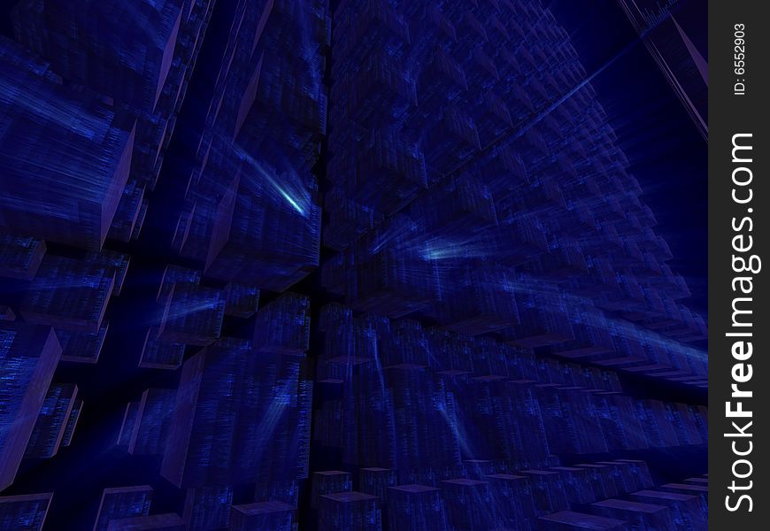 Blue fantasy alien cubic databases