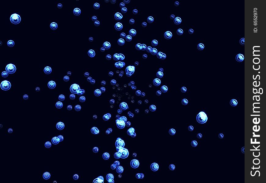 Blue fantasy distorted bubbles in black background