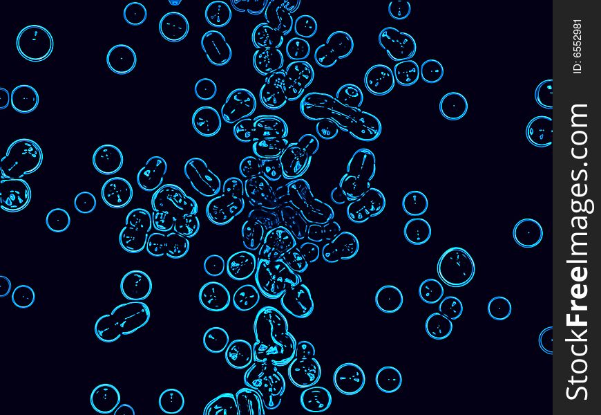 Blue distorted fantasy alien cells in black background
